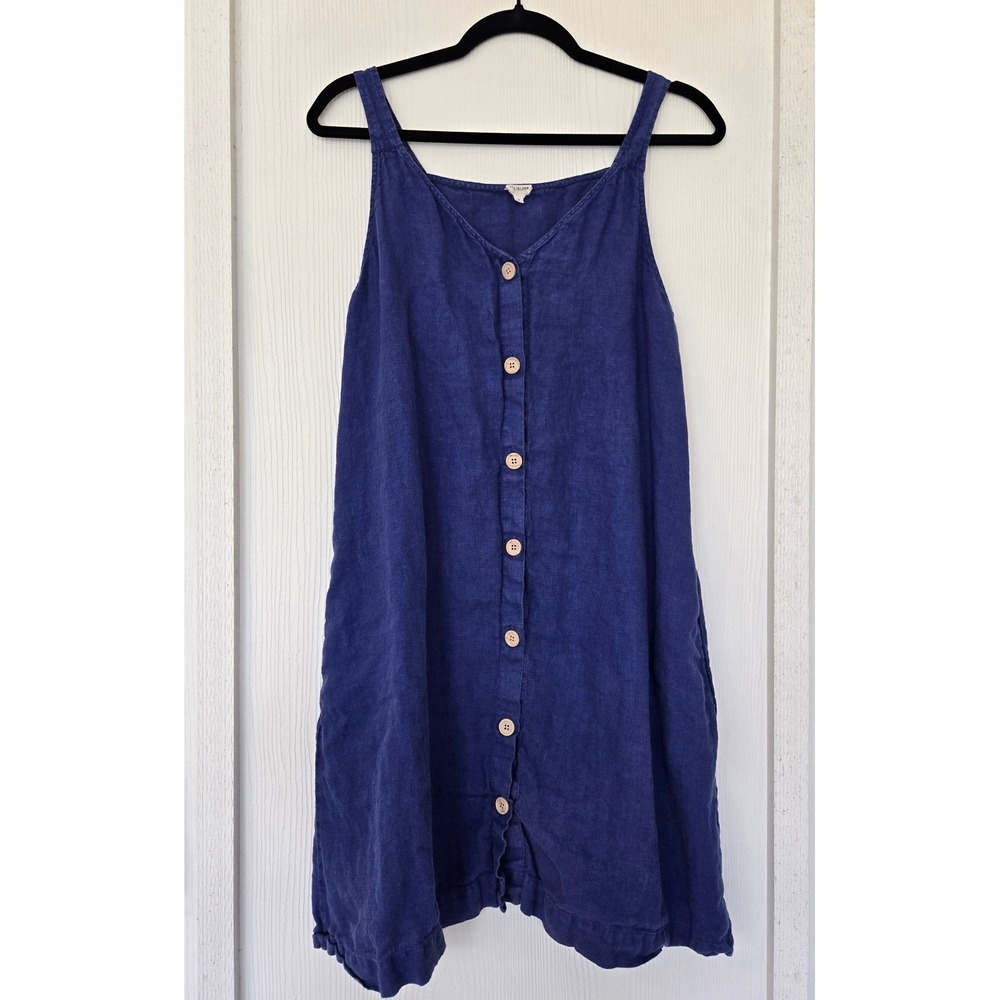 Jolibump 100% Linen Maternity Dress with Pockets Classic Coastal Vacation Twee